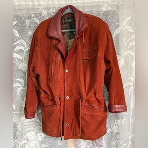 Vintage Rusty Red Suede Leather Coat